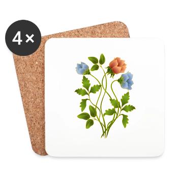 Blumen - Untersetzer (4er-Set) - Weiß - Vorne