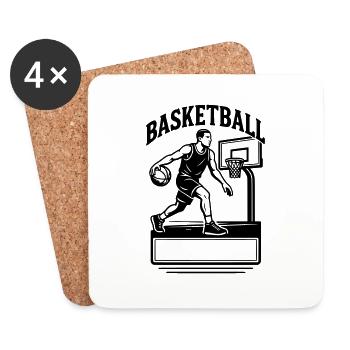 Basketball player - Last name, first name - Coasters (set of 4) - white - Front