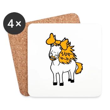 cheval mignon poney fille femelle fille cheval fille - Dessous de verre (lot de 4) - blanc - Devant