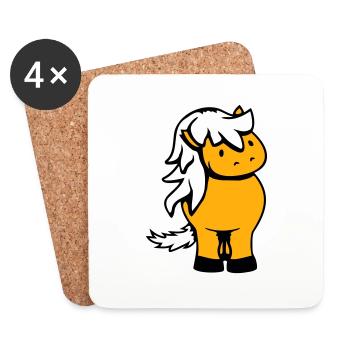 Pferd Süß Pony Fohlen Pferdemädchen Niedlich Comic - Untersetzer (4er-Set) - Weiß - Vorne