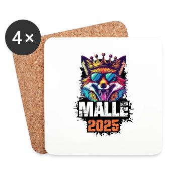 Malle 2025 Urlaub Fuchs - Untersetzer (4er-Set) - Weiß - Vorne