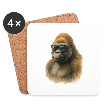 Gorilla Watercolor - Coasters (set of 4) - white - Front