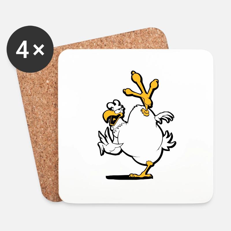 kung_fu_chicken - Untersetzer (4er-Set) - Weiß