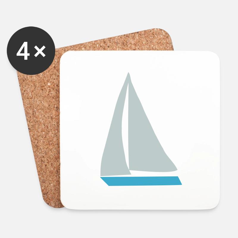 Segelboot - Untersetzer (4er-Set) - Weiß