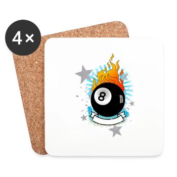 Brûler 8-Ball (conception de billard) 01 - Dessous de verre (lot de 4) - blanc - Devant