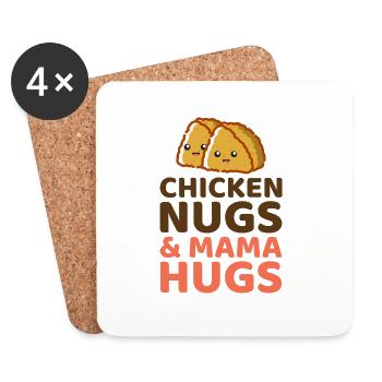 Chicken Nugs und Mama umarmen Fast Food lustiger Spruch - Untersetzer (4er-Set) - Weiß - Vorne