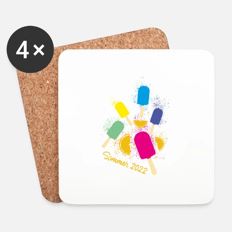 sommer 2022, wassereis, bunt,eis,sommer,buntes eis - Untersetzer (4er-Set) - Weiß