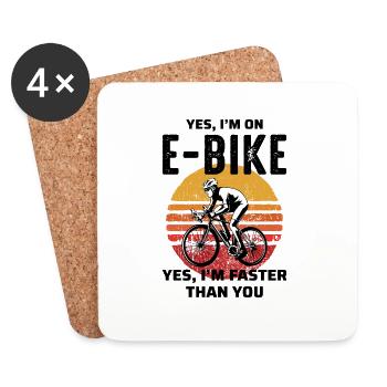 E-Bike Vélo électrique Vélo Cyclisme Biker VTT - Dessous de verre (lot de 4) - blanc - Devant
