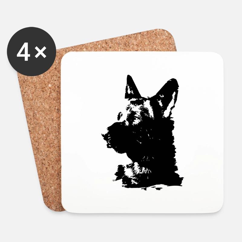 deutscher schäferhund,schäferhund,hund,schwarz - Untersetzer (4er-Set) - Weiß