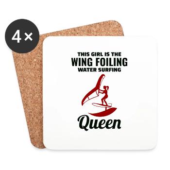 Wing Foiling Hydrofoil Surfing Surf Water Sport - Coasters (set of 4) - white - Front