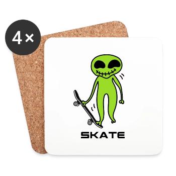 skateboard skate outta space sk8 skateboarder - Dessous de verre (lot de 4) - blanc - Devant