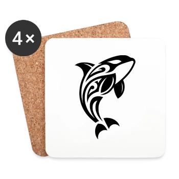 Saut Orca Tribal Style De Tatouage - Dessous de verre (lot de 4) - blanc - Devant