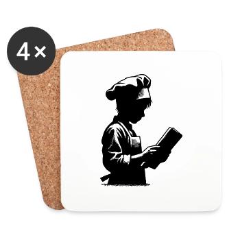 Azubi Koch und Hobbybäcker Silhouette Portrait - Untersetzer (4er-Set) - Weiß - Vorne
