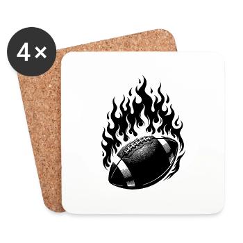 Vintage American Football in Flammen und Feuer - Untersetzer (4er-Set) - Weiß - Vorne