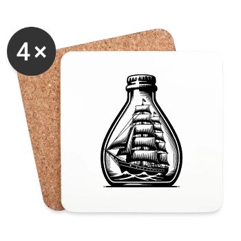 Classic Swell Sailing Ship Bottle Ship - Coasters (set of 4) - white - Front