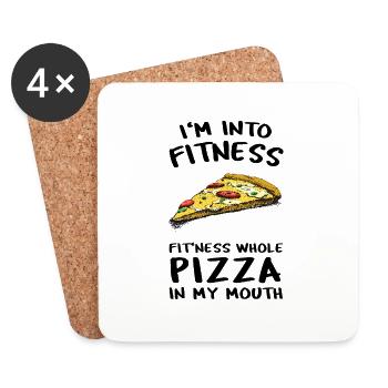 J’aime la pizza entière Fitness - Dessous de verre (lot de 4) - blanc - Devant