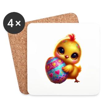 Easter chicks with egg - Coasters (set of 4) - white - Front