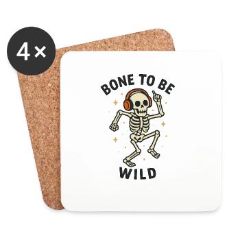 Bone to be Wild–Lustiges Halloween Skelett Design - Untersetzer (4er-Set) - Weiß - Vorne