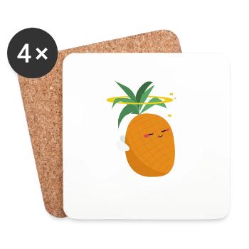 Angel Pineapple - Fruity Sweetness - Coasters (set of 4) - white - Front