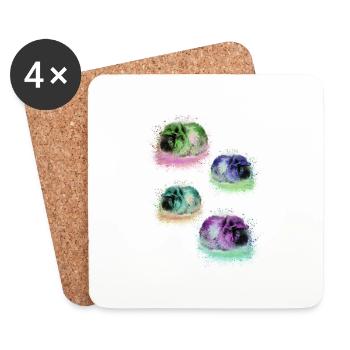 cochon d’Inde, graffiti, peinture, coloré, pop-art - Dessous de verre (lot de 4) - blanc - Devant