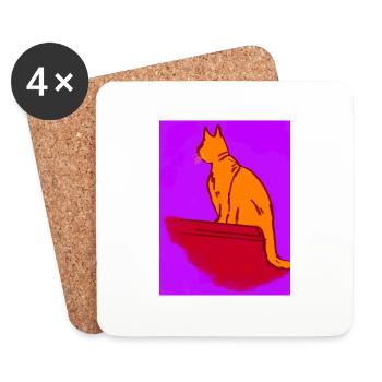 color cat - Dessous de verre (lot de 4) - blanc - Devant