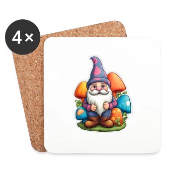 Dwarf surrounded by mushrooms - Coasters (set of 4) - white - Front