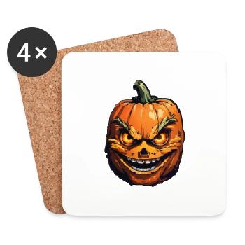Halloween Kürbis - Untersetzer (4er-Set) - Weiß - Vorne