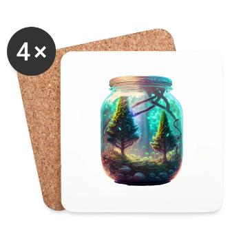 magischer Wald im Glas - Untersetzer (4er-Set) - Weiß - Vorne