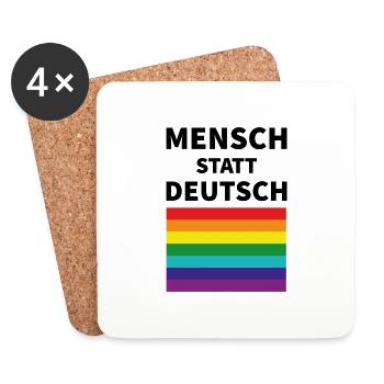 Mensch statt deutsch Spruch Pride Flagge - Untersetzer (4er-Set) - Weiß - Vorne