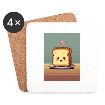Pixelart Toasbrot - Untersetzer (4er-Set) - Weiß - Vorne