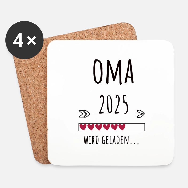 Schwangerschaft Oma Schwanger 2025 Geschenk - Untersetzer (4er-Set) - Weiß