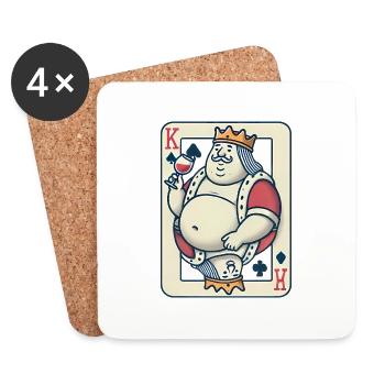 Drôle de roi de cœur buvant du vin - Dessous de verre (lot de 4) - blanc - Devant