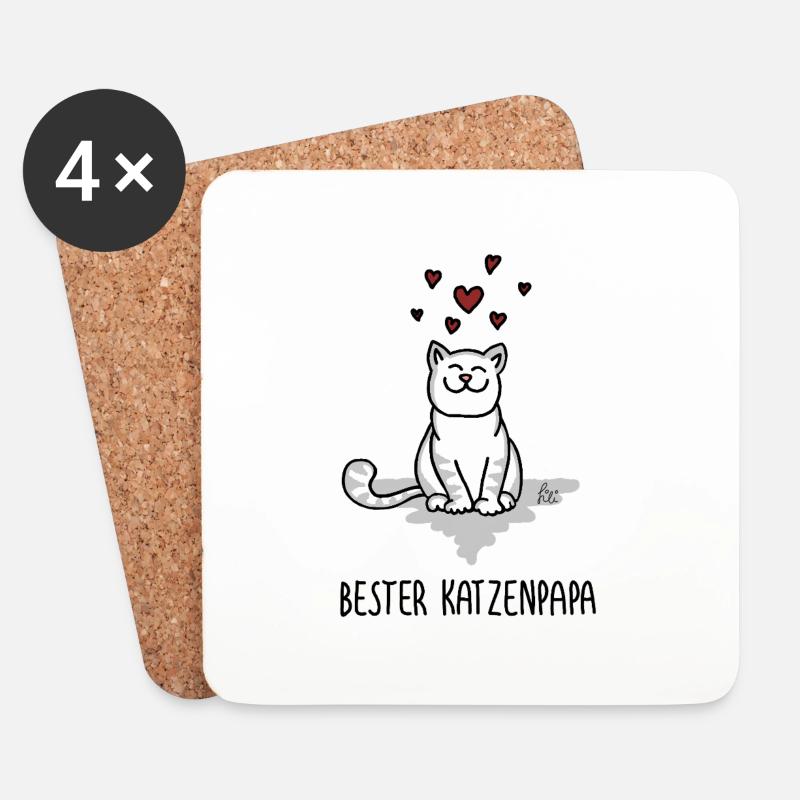 bester Katzenpapa - Best Cat Dad - Katzenliebe - Untersetzer (4er-Set) - Weiß