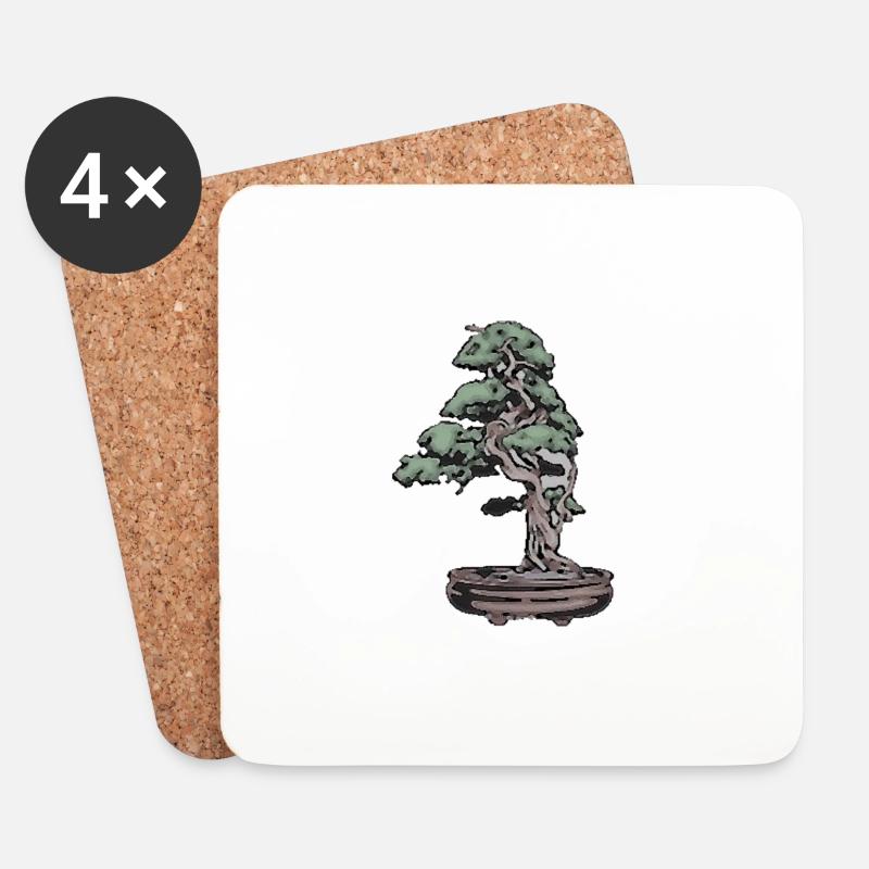 Bonsai - Untersetzer (4er-Set) - Weiß