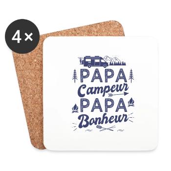 Papa camping car papa bonheur camping-car camper - Dessous de verre (lot de 4) - blanc - Devant