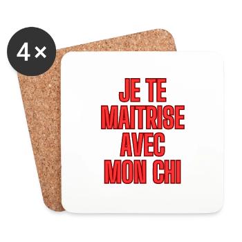 JE TE MAITRISE AVEC MON CHI - Dessous de verre (lot de 4) - blanc - Devant