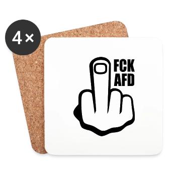 Fck afd Mittelfinger - Untersetzer (4er-Set) - Weiß - Vorne