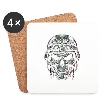Pilote Crâne d’Aviateur - Dessous de verre (lot de 4) - blanc - Devant
