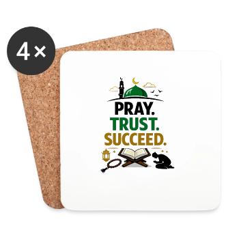 Muslim Religious Message, Faith and Success - Coasters (set of 4) - white - Front