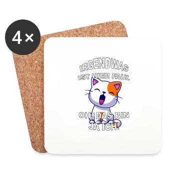 Süße Katze Faul Schlafen - Untersetzer (4er-Set) - Weiß - Vorne