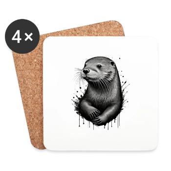 Otter - Coasters (set of 4) - white - Front