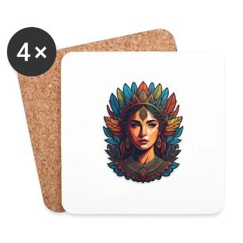 Femme indienne - Dessous de verre (lot de 4) - blanc - Devant