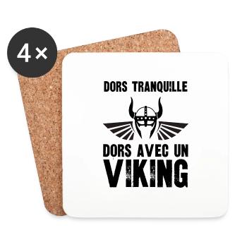 dors tranquille dors avec un viking - Dessous de verre (lot de 4) - blanc - Devant