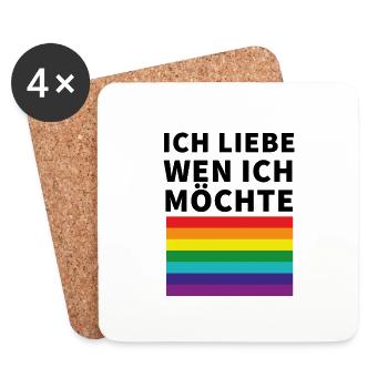 Ich liebe wen ich möchte Pride Flagge - Untersetzer (4er-Set) - Weiß - Vorne
