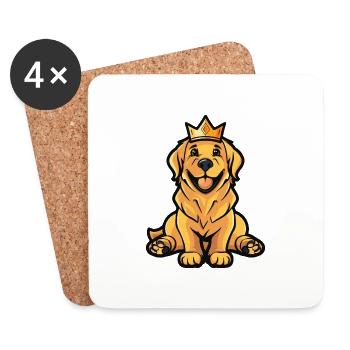 Golden Retriever Hunde Comic Krone Lustig - Untersetzer (4er-Set) - Weiß - Vorne