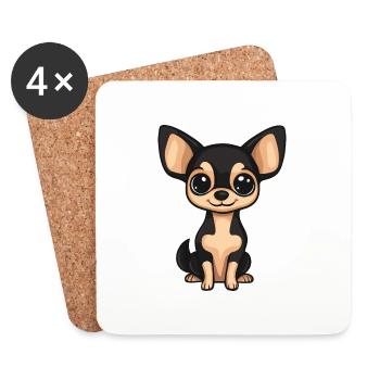 Chihuahua Dog Comic Baby - Coasters (set of 4) - white - Front