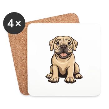 Mastiff Dog Comic Baby - Coasters (set of 4) - white - Front