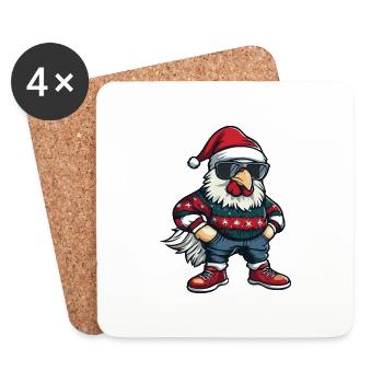 Coq Noël Noël - Dessous de verre (lot de 4) - blanc - Devant