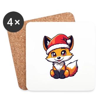 Fuchs Weihnachten Christmas - Untersetzer (4er-Set) - Weiß - Vorne