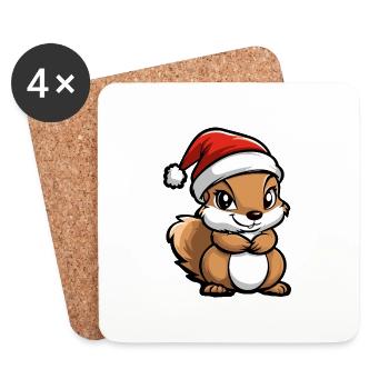Squirrel Christmas Christmas - Coasters (set of 4) - white - Front